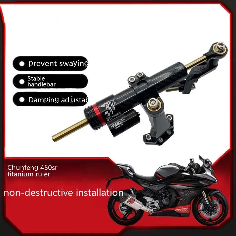 Directional damper bracket motorcycle modification kit with carbon fibre construction and titanium bracket