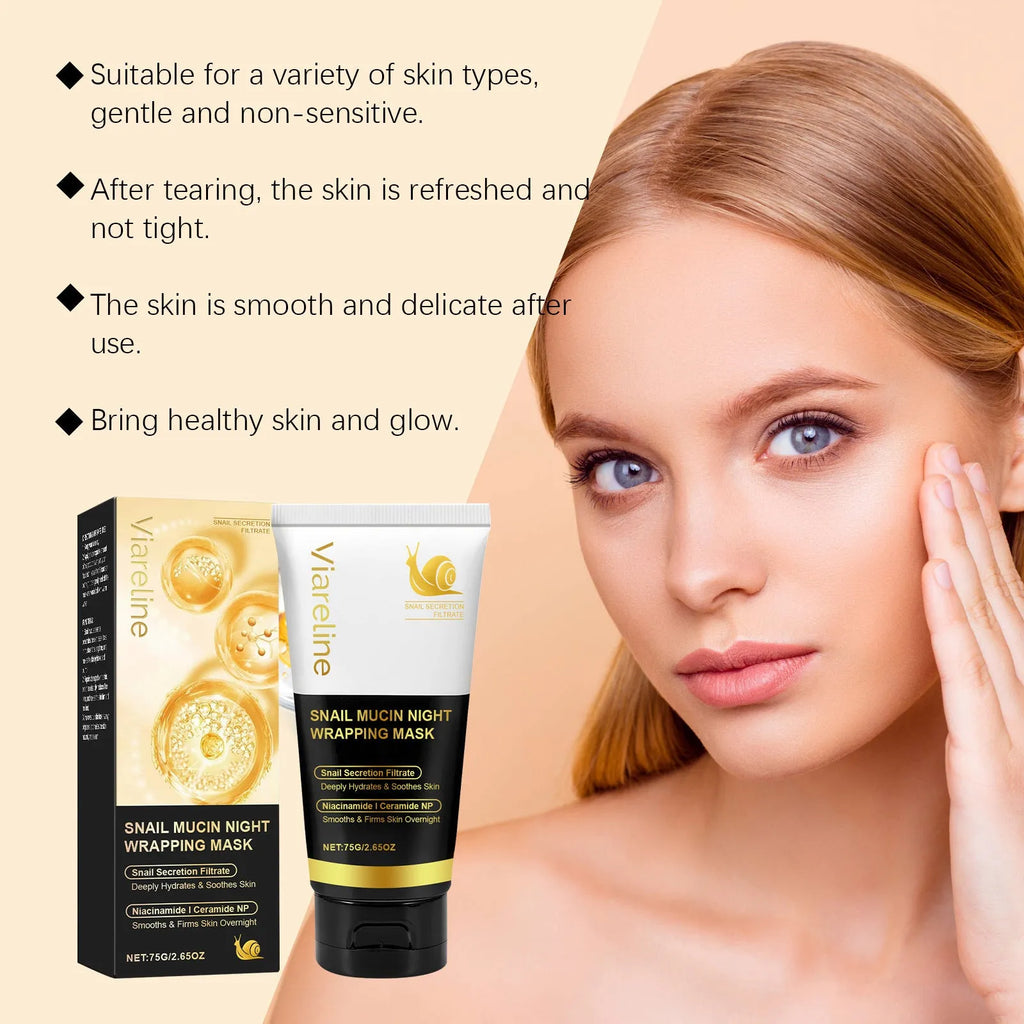 Snail mucus facial sheet mask 75g single pack with collagen and ceramide ingredients