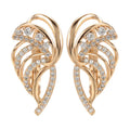 Women's gold-plated copper clip earrings with geometric wings design and zircon inlay in H0195 colour