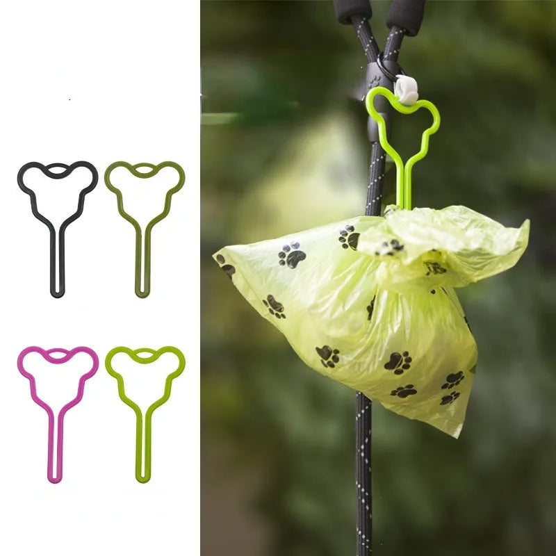 Dog poop bag holder with velcro clip attachment for leash mounting