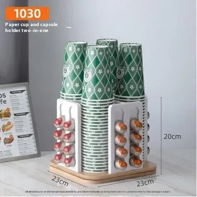 Acrylic rotatable coffee capsule storage rack in solid colour with pad glaze surface
