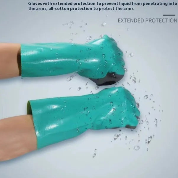 Women's navy blue extended length nitrile gloves for fishing and marine protection