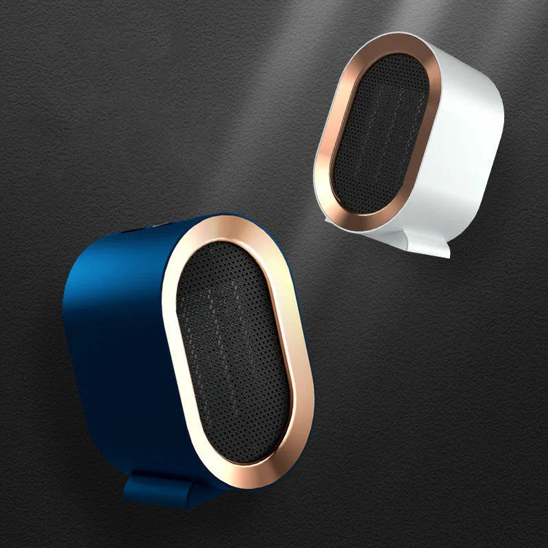 Desktop electric heater with ceramic heating technology in black, blue, green, or white colour options