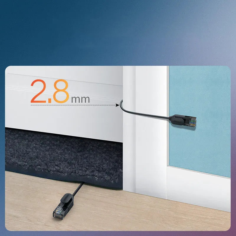 Black plastic home network cable for high-speed broadband router and computer connection