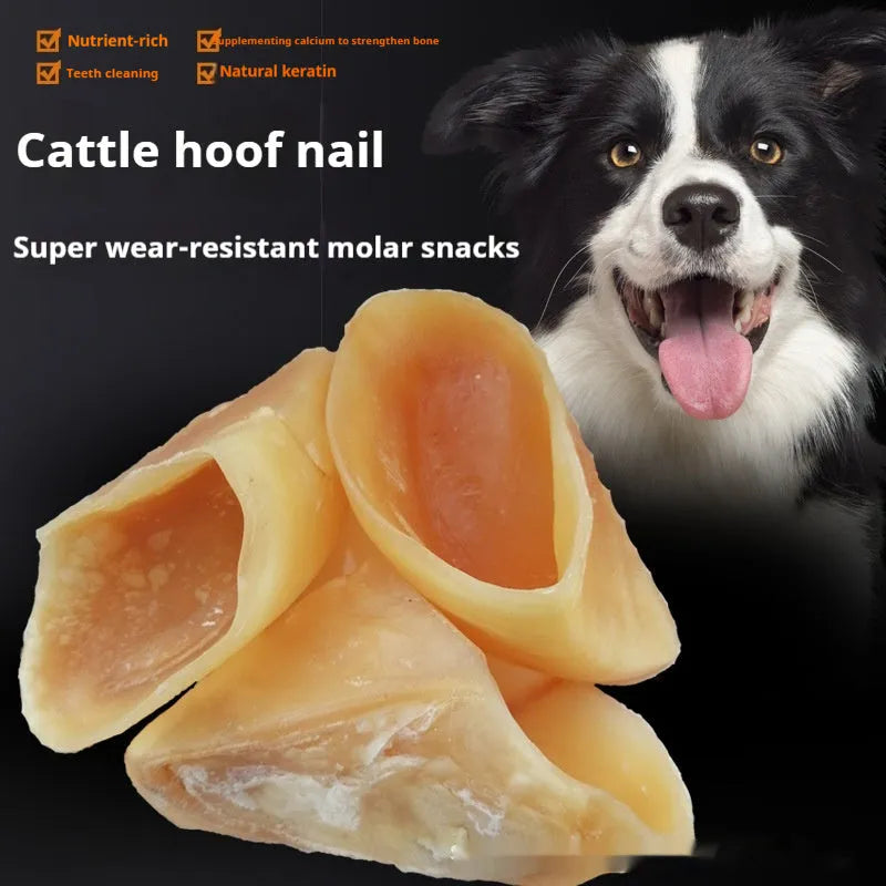 Cowhide dog chew grinding rod with edible hoof shell in two sizes for small and large dogs