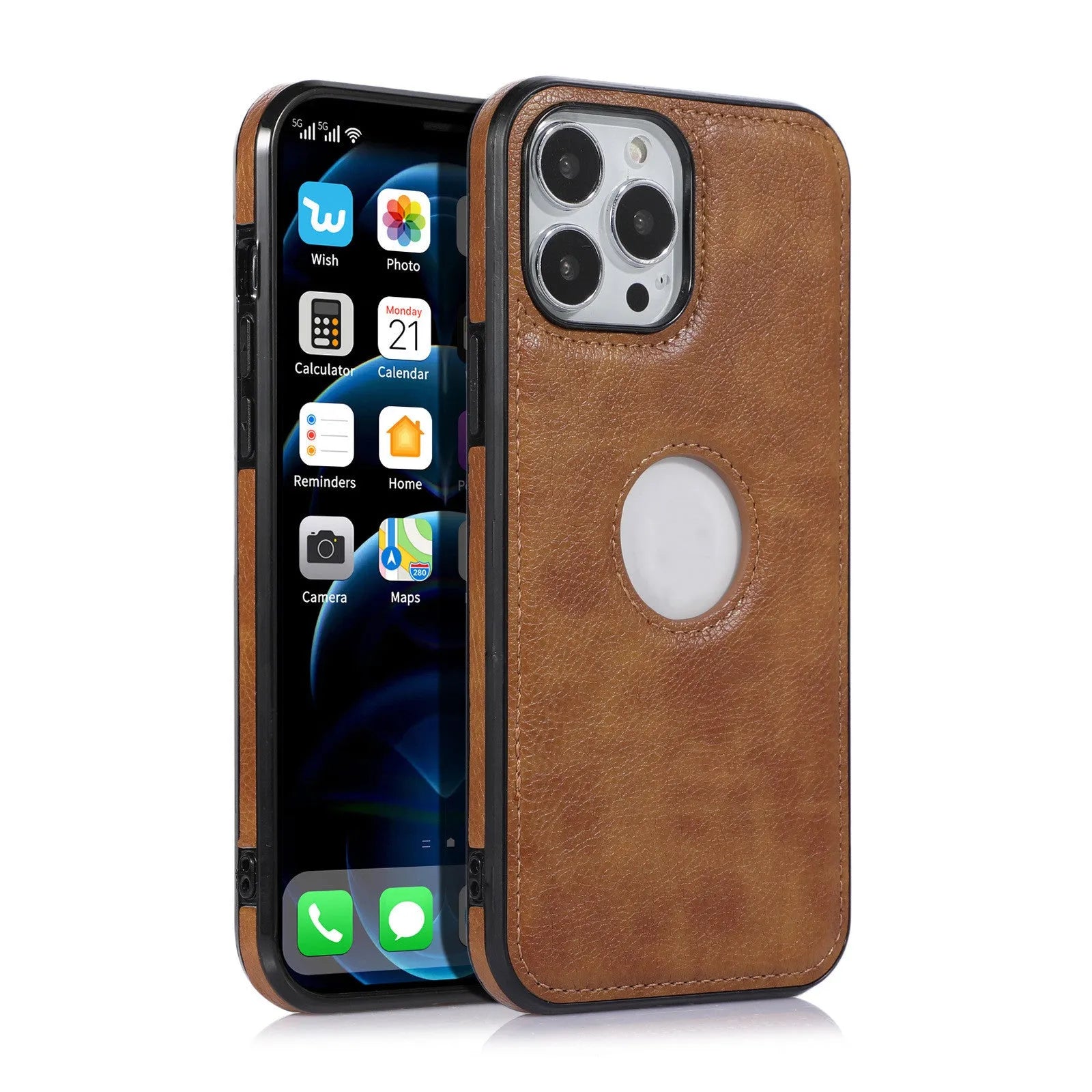 Leather finish back cover phone case for Apple iPhone models, imitation leather protective shell available in black, brown, red, blue for iPhone 6G/6S, 7/8G, SE2/SE3, 11, 12, 13, 14 series and more