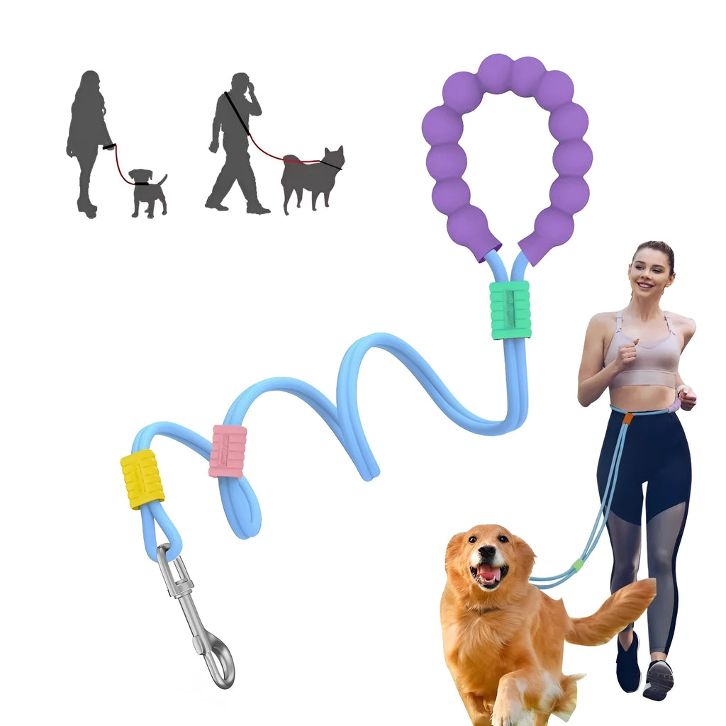 Nylon dog traction leash with foam handle in four colour options showing 140cm length