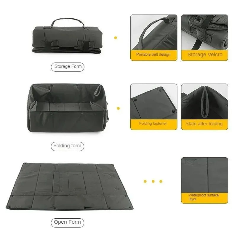Portable dog travel bed in black, 3-in-1 pet carrier, mat and cushion, collapsible water and dirt resistant kennel