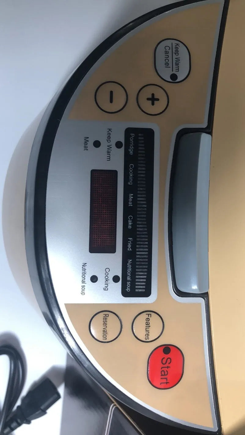 5L smart rice cooker with stainless steel inner pot, LCD display, push-button control, gold or purple, EU plug