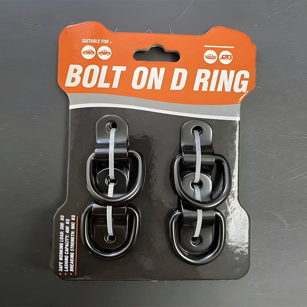 Black galvanised carbon steel floor hook with pull ring for vehicle storage organisation