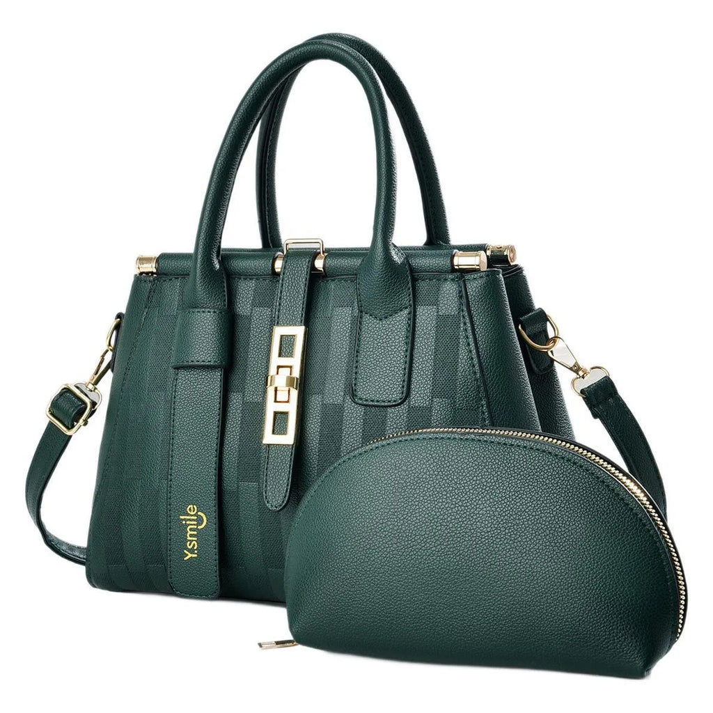 Round black PU leather crossbody handbag with adjustable strap showing interior polyester lining