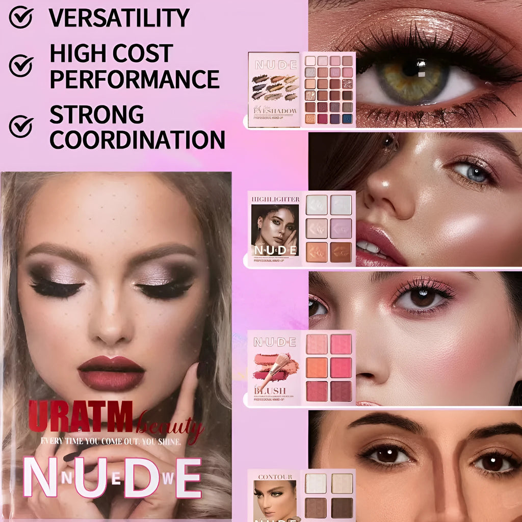 Multifunctional eye shadow plate with matte and shimmer finishes, blush, and highlight in a compact palette, colour U137A