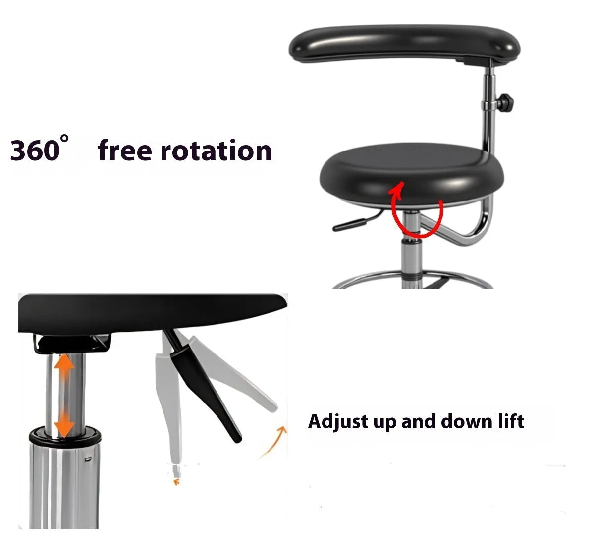 Black leather dental chair for dentist clinics with hospital-grade patient seating design