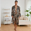 Men's tiger print bathrobe and matching shorts set in ultra-thin fabric