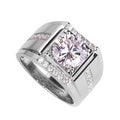 Men's geometric imitation moissanite ring with adjustable opening in rose gold finish