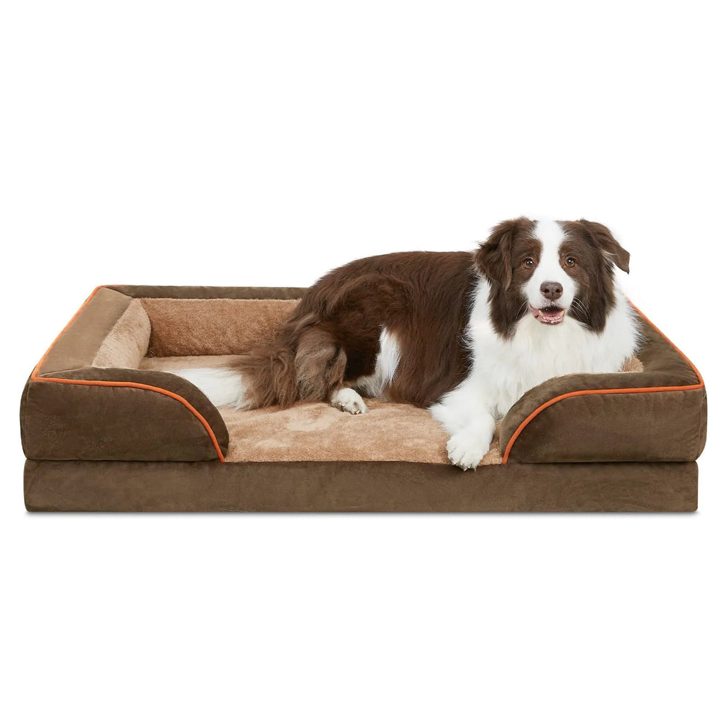 Removable washable U-shaped pet sofa in light gray cloth, L size
