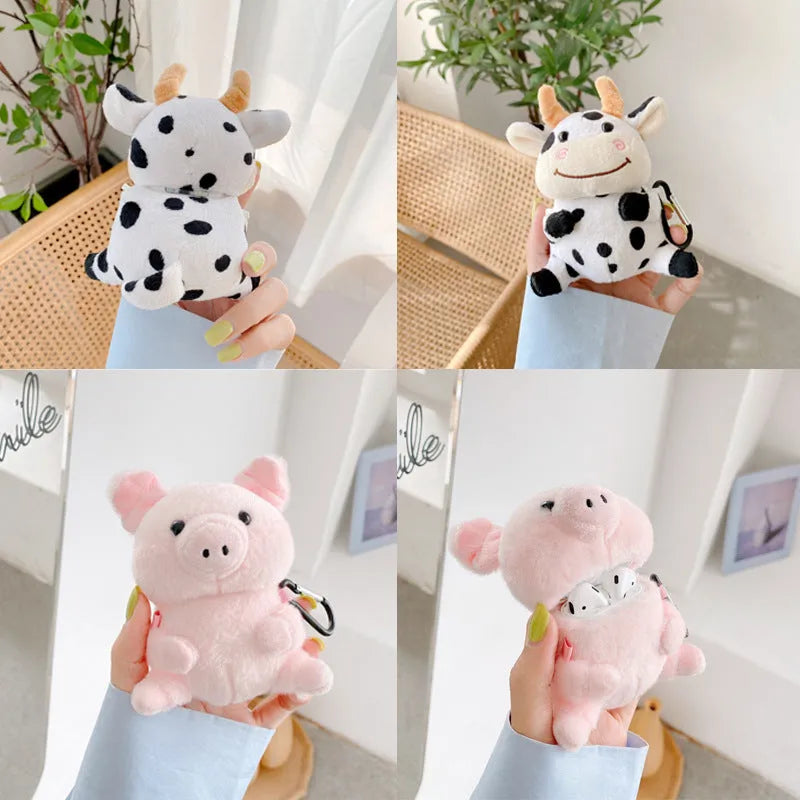 Pink pig cartoon PC back cover earphone box for Apple AirPods 1 and 2 charging case