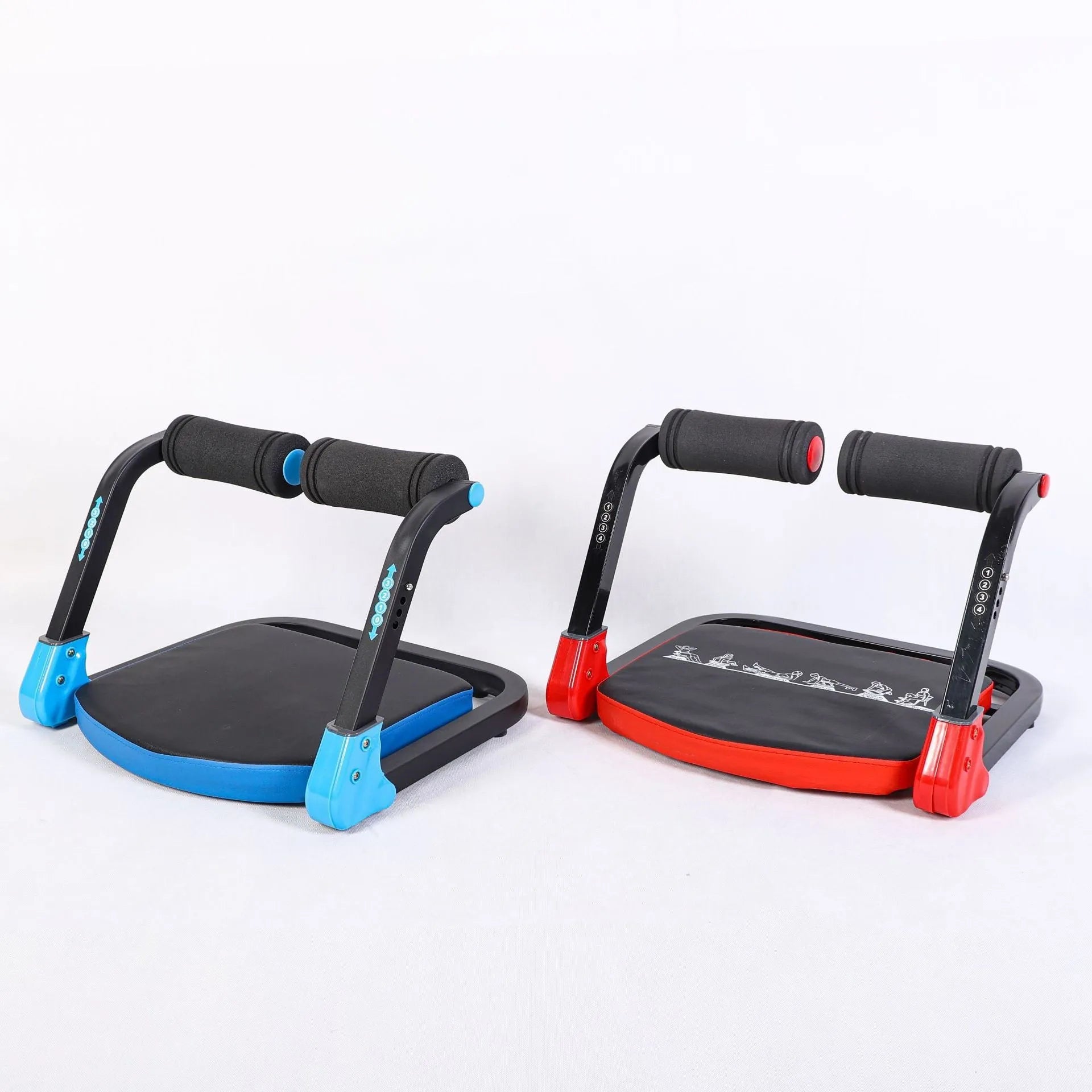 Red and sky blue portable abdominal exercise device for core workouts