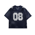 Black loose fit half sleeve shirt with white letter print pattern on front