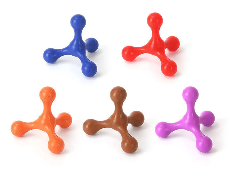 Beef-flavoured silicone chew toy for small medium dogs with three-legged bone design in assorted colours