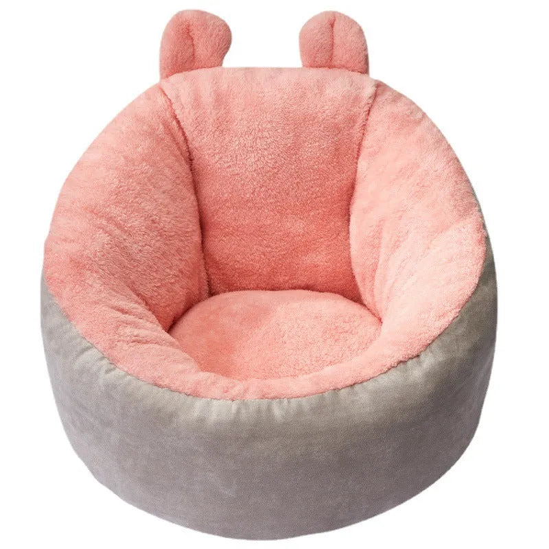 Warming pet dog bed cotton cushion in grey for small puppies size S and M