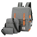 Three-piece waterproof Oxford cloth business backpack in black with curved shoulder strap