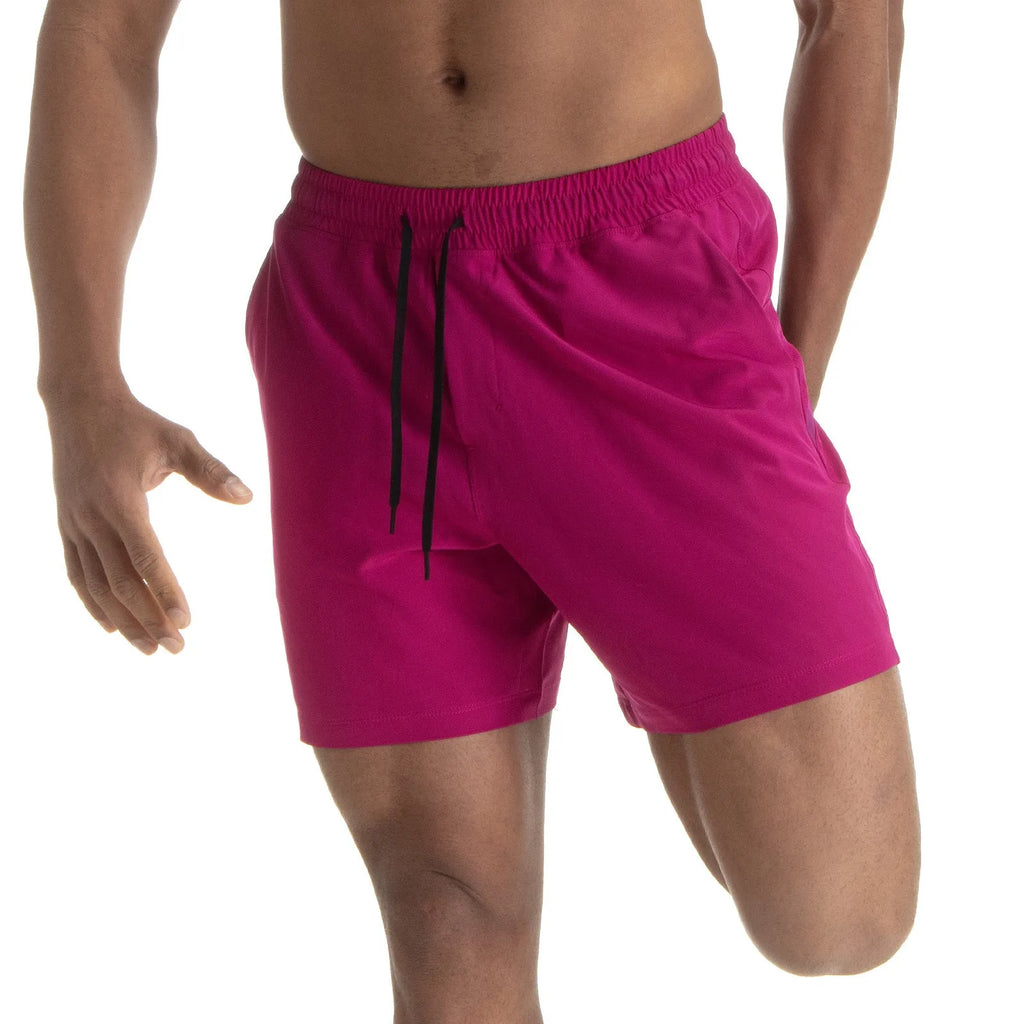 Men's black quick-dry sport shorts with white contrast mesh stitching on the sides.