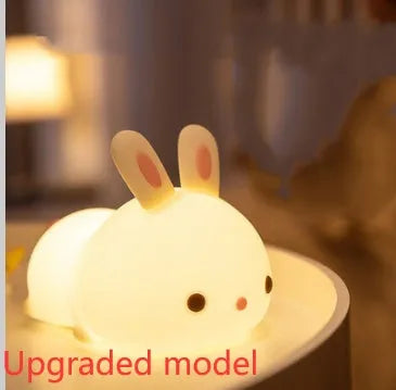 Rabbit silicone night light with touch control, seven colours, 94 × 144 × 104 mm, for study room or bedside table
