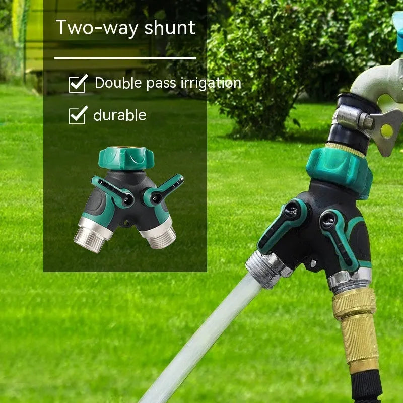 Zinc alloy garden ball valve splitter with 6-point double pass design for water control