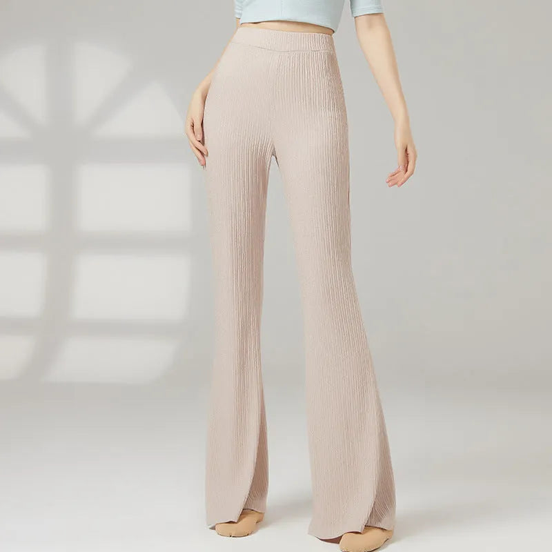 Women's solid-colour polyester dance practice trousers for body training
