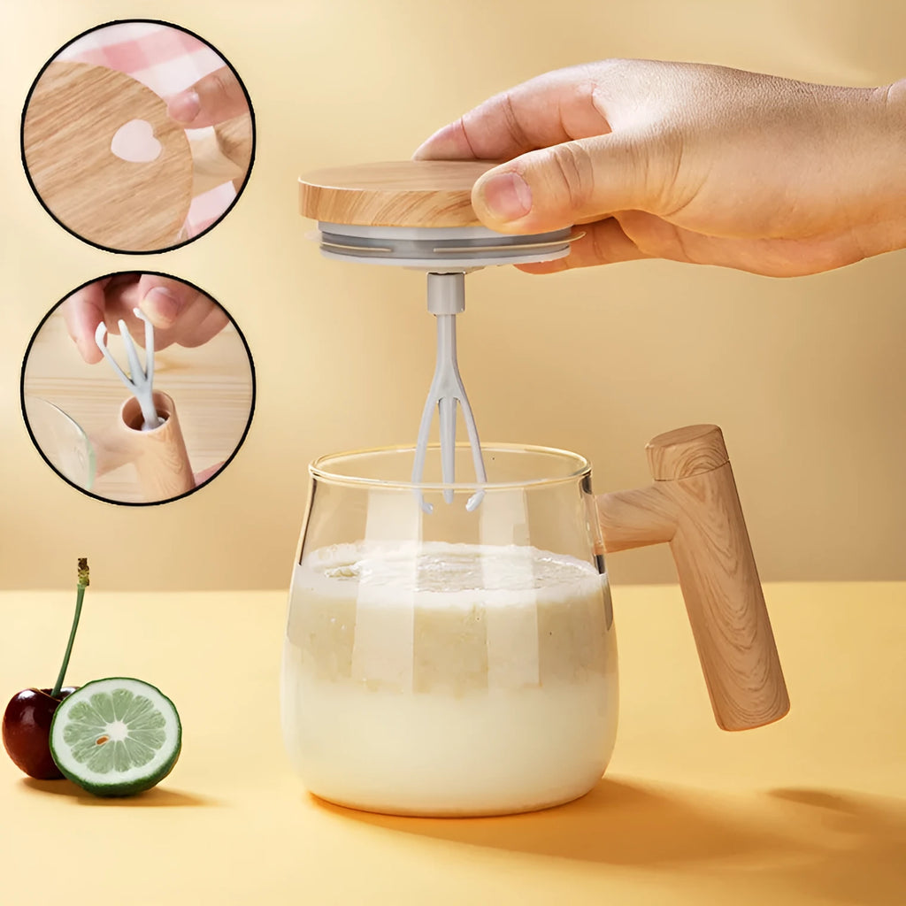 400ml electric self-stirring coffee mug with borosilicate glass construction in champagne gold colour