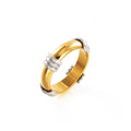 Gold electroplated titanium steel punk ring with retro letter design, unisex, 6 Yard and 8 Yard sizes