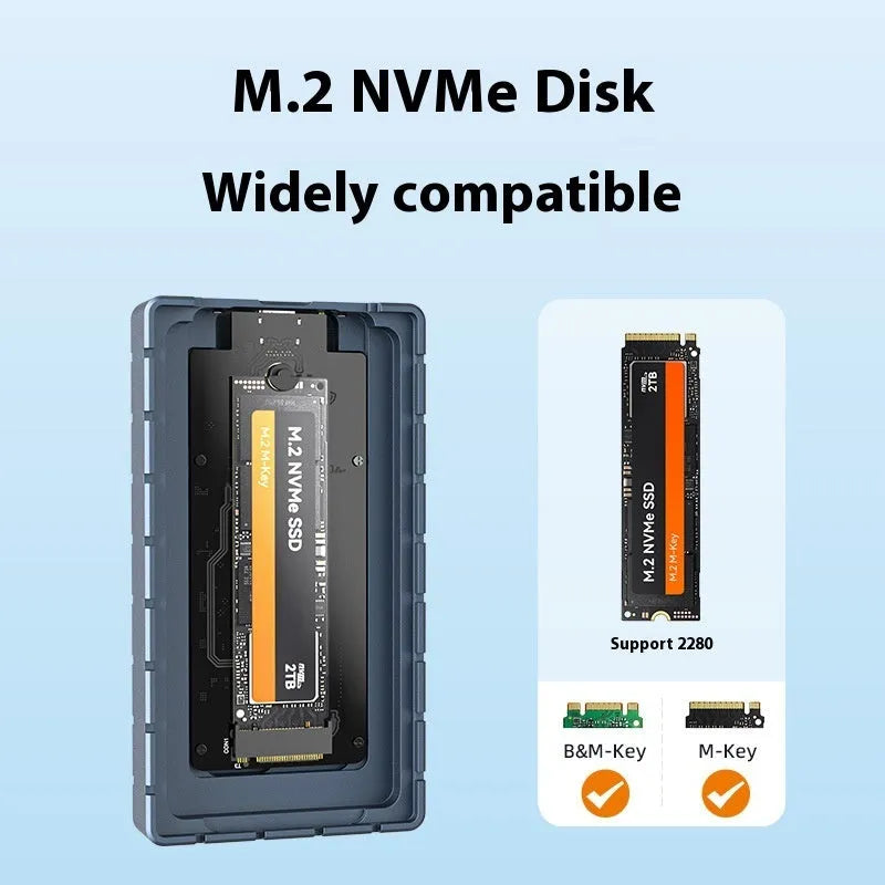 USB4 hard disk enclosure aluminium case measuring 50mm by 118mm with solid state drive compatibility