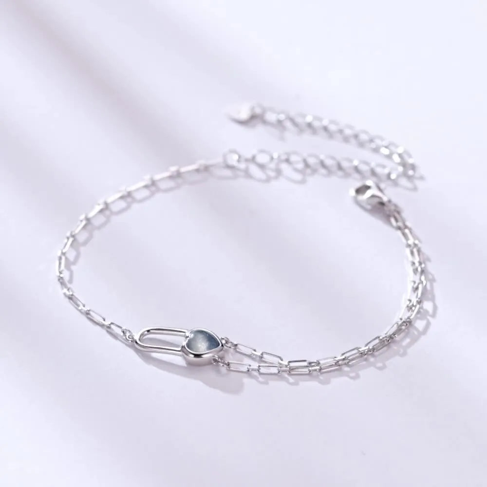 S925 sterling silver heart lock bracelet on display with electroplated finish