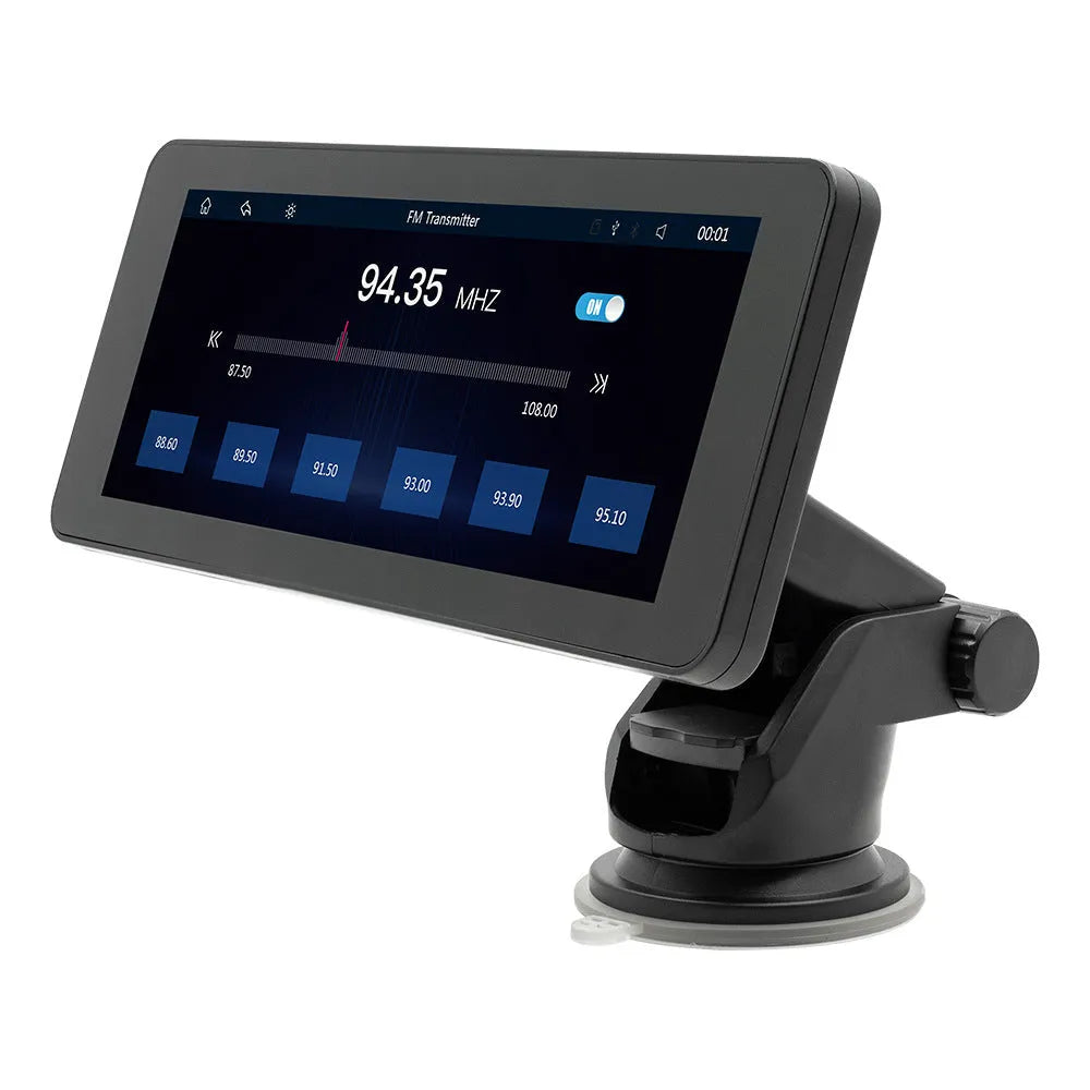 Portable wireless car video player with 6.86-inch IPS screen showing clear display