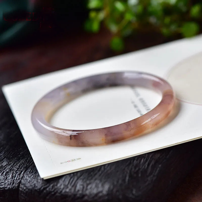 Women's jade violet bracelet in flat bar and round bar styles, showing size options.