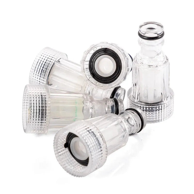Transparent plastic water inlet joint for Karcher pressure washers with 3cm diameter