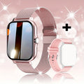 Smart watch with 1.44-inch touch screen display on a silicone strap, showing fitness metrics interface.