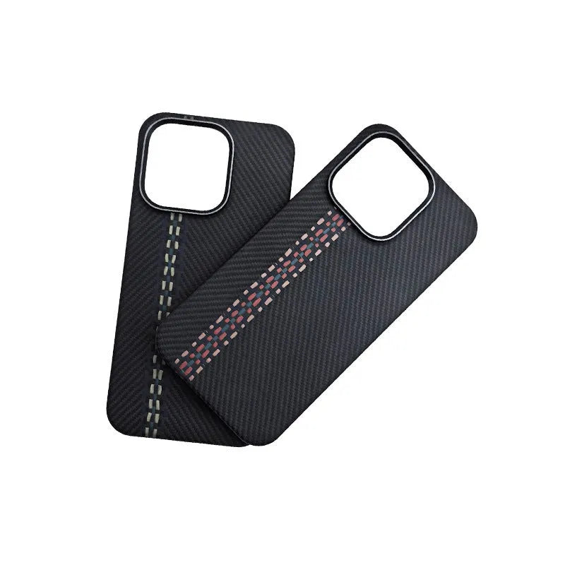 Kevlar all-inclusive phone case in red or blue with magnetic suction for iPhone 14 Pro and 15 Pro Max