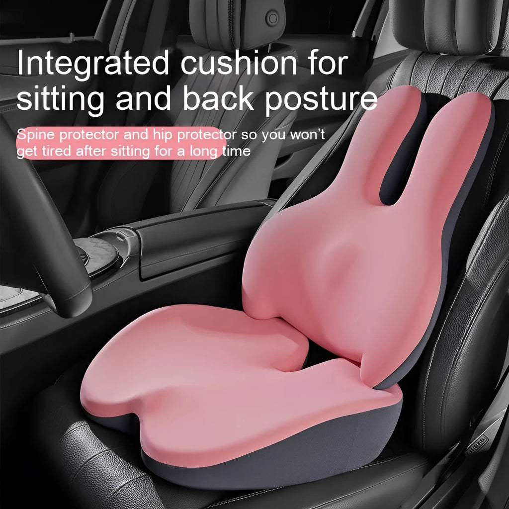 Car seat cushion and lumbar support set in five colour options with synthetic fibre filling