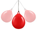 Red water-filled boxing reaction ball with hook rope attachment for martial arts training