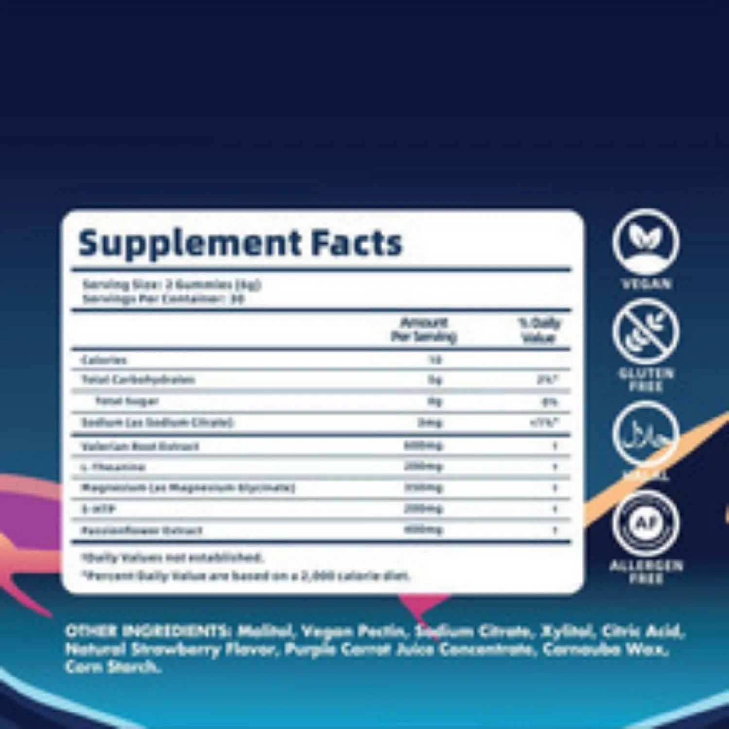 Bottle of 60 strawberry melatonin gummy supplements with resealable lid for room temperature storage