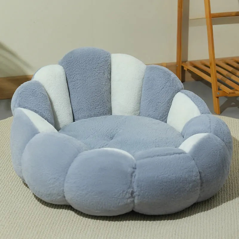 Greyish white rabbit fur pet shell nest for cats and dogs in three sizes