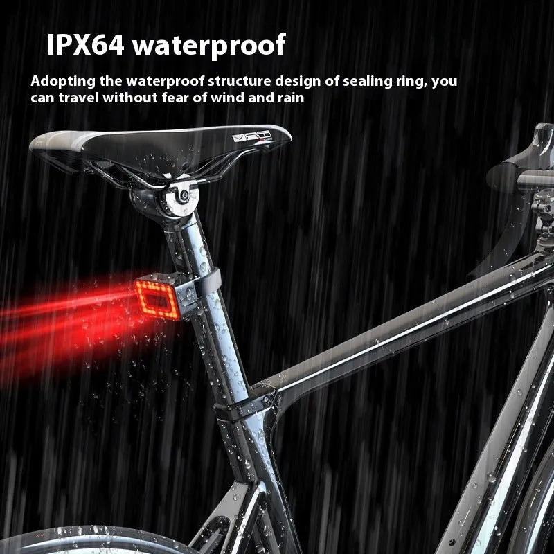 Black radar bicycle taillight with double mount bracket showing type-C charging port.