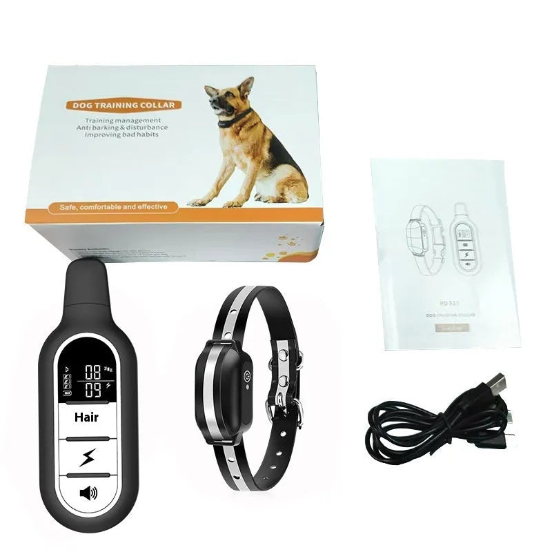 Black waterproof remote control dog trainer with ABS collar and remote control