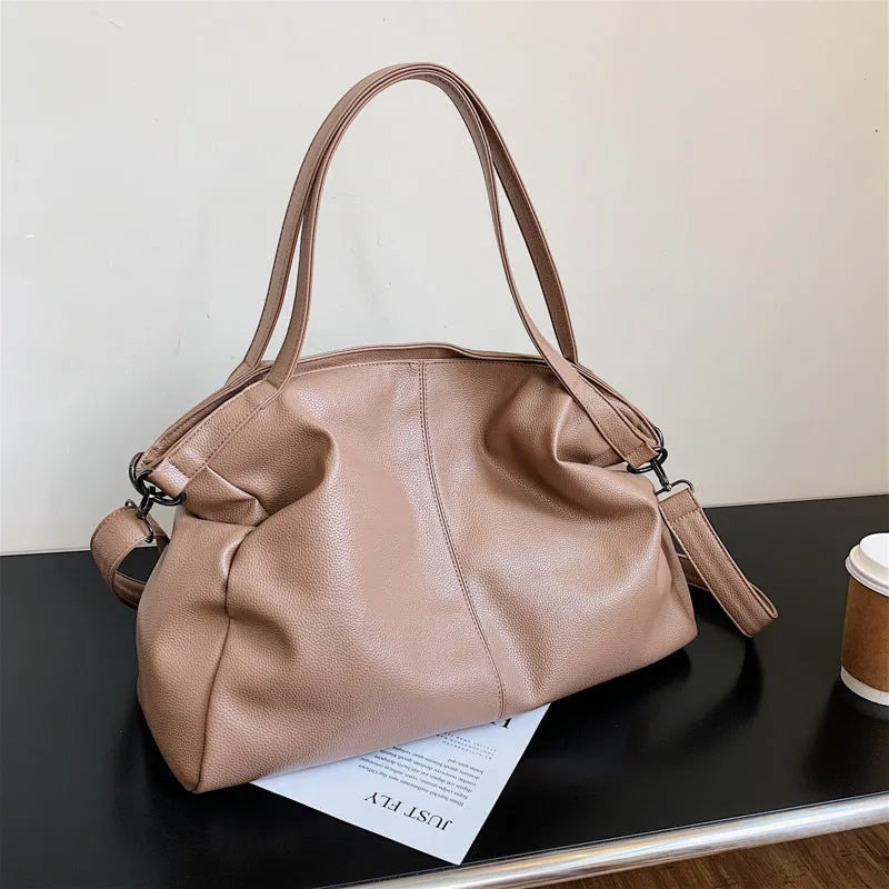 Large soft surface PU messenger bag with zipper opening and internal organisation pockets