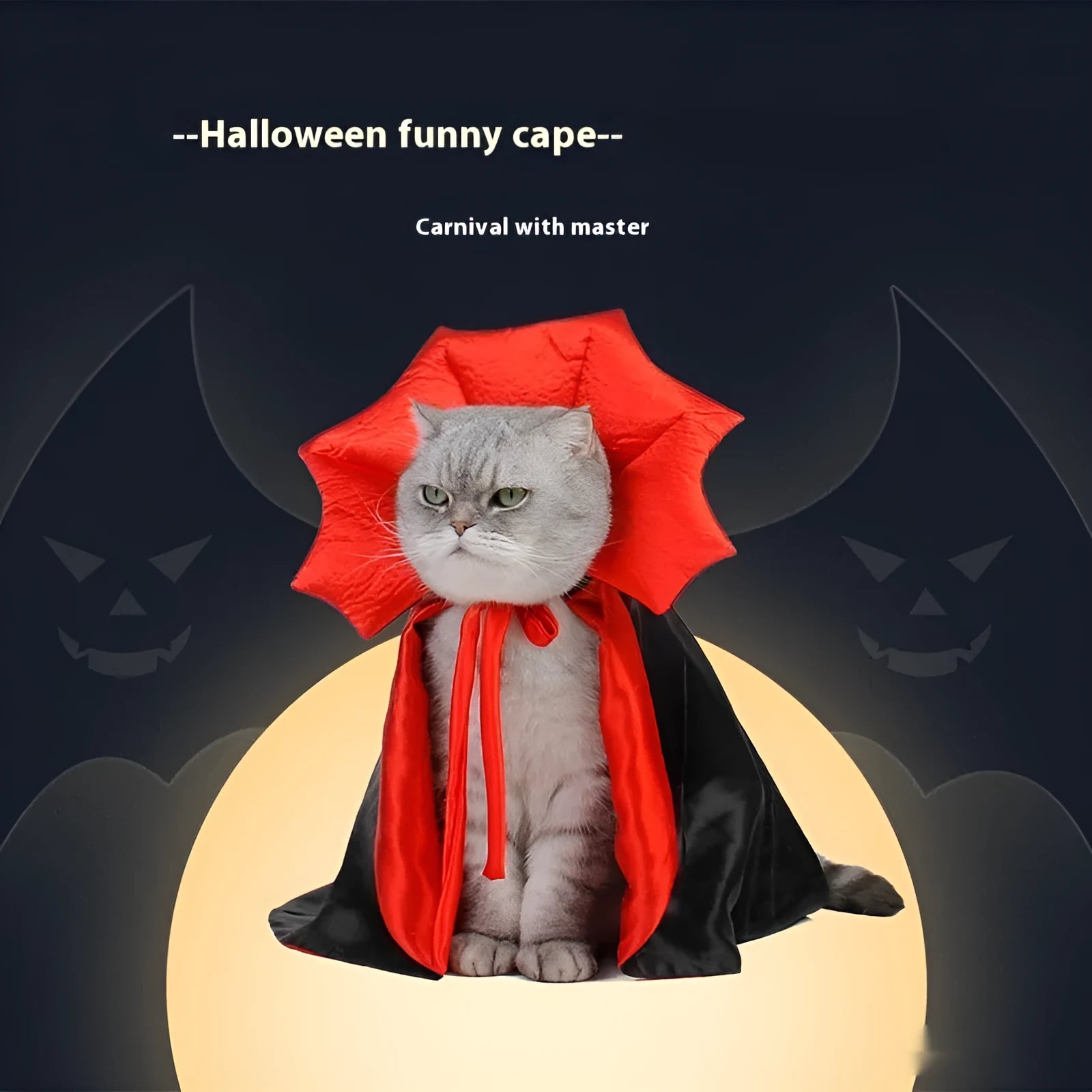 Black and red Halloween pet costume for cats and dogs with polyester fabric and free size fitting