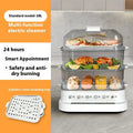 28 litre electric steamer with stainless steel cooking pot and automatic measuring function