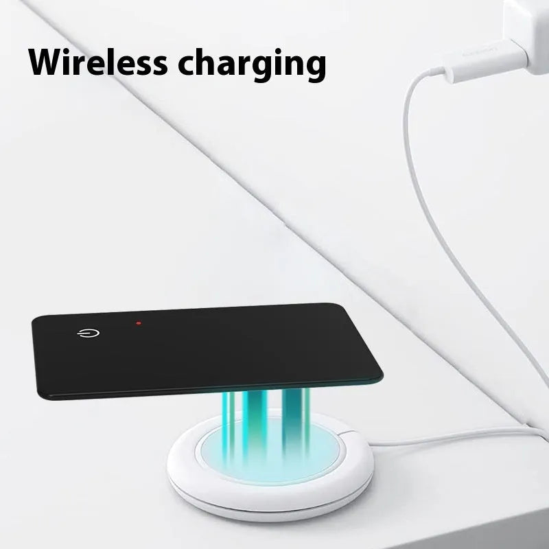 Black pet tracking card device with wireless charging NFC and hanging hole measuring 85mm