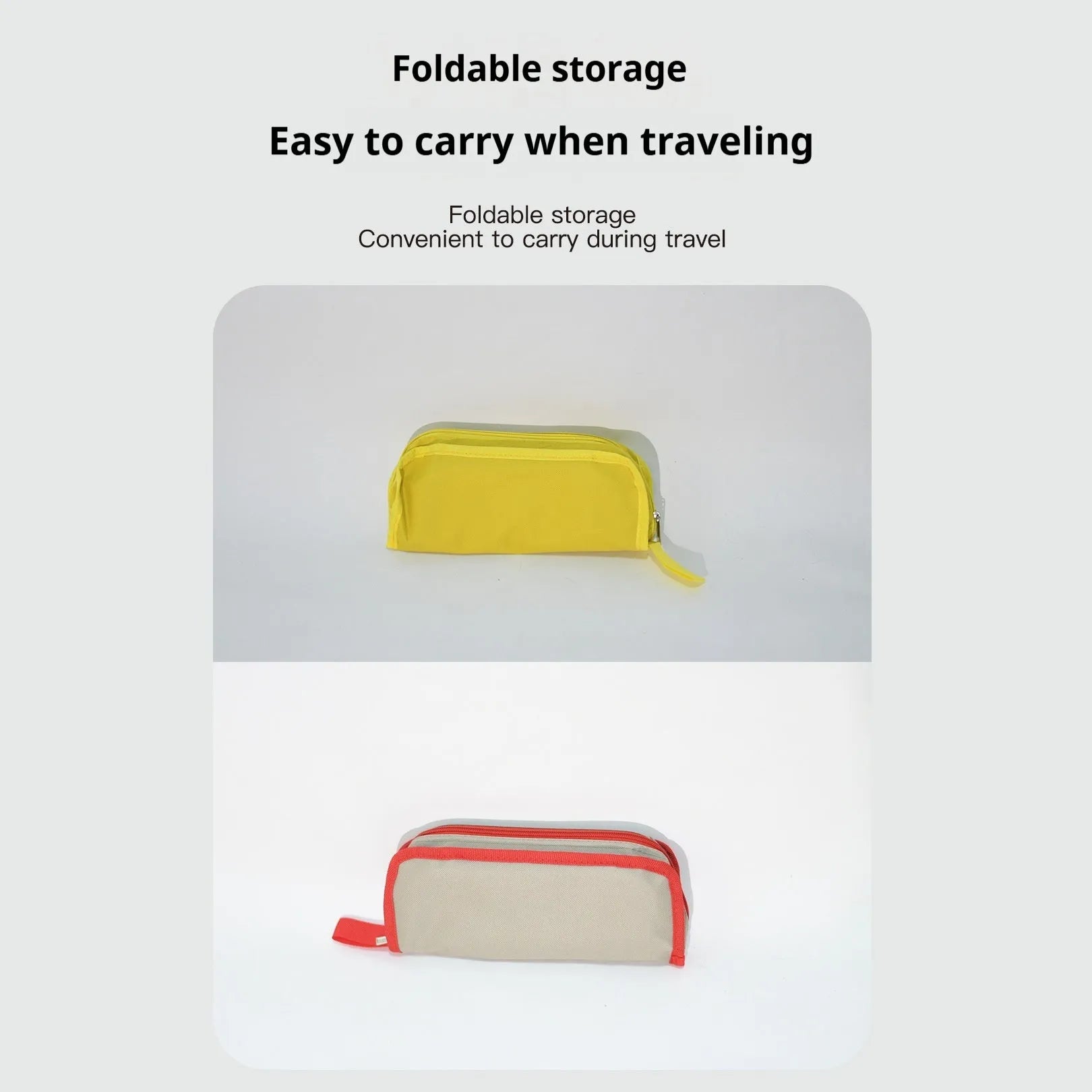 Lightweight foldable camp stool in khaki with an attached crossbody bag, shown in a compact, portable form.